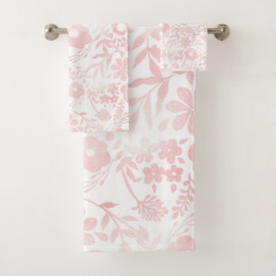 Elegante Girly Rose Gold Blume Badhandtuch Set