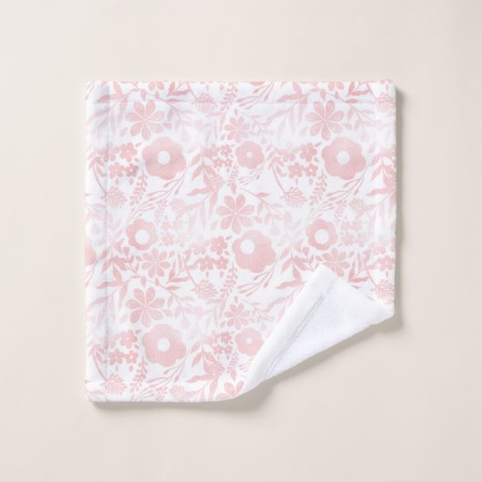 Elegante Girly Rose Gold Blume Badhandtuch Set (Waschlappen)