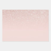 Elegante Girly Rose Gold Pink Glitzer Ombre Geschenkpapier Set (Vorderseite)
