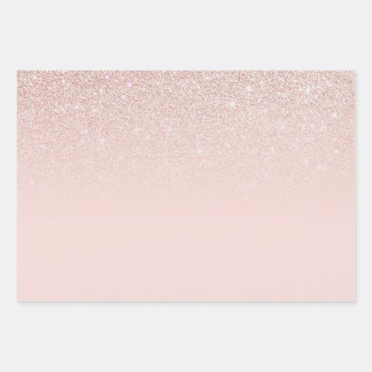 Elegante Girly Rose Gold Pink Glitzer Ombre Geschenkpapier Set (Vorderseite)