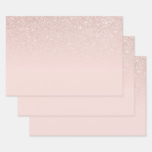 Elegante Girly Rose Gold Pink Glitzer Ombre Geschenkpapier Set (Set)