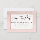 Elegante Girly Rose Gold Pink Glitzer Ombre Save The Date (Vorderseite)