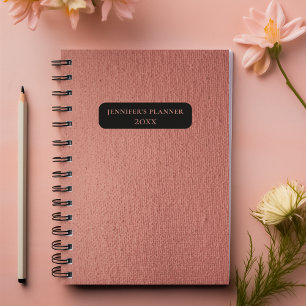 Elegante Girly Rose Gold Pink Leder Monogram Name Planer