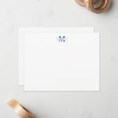 Elegante Girly Script Monogram Navy Blue Note Card Mitteilungskarte (Vorderseite/Rückseite Beispiel)