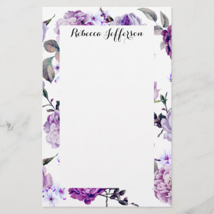 Elegante Girly violette lila lila Blumen Briefpapier