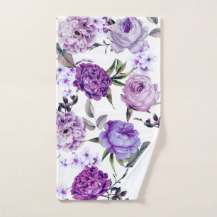 Elegante Girly violette lila lila Blumen Handtuch