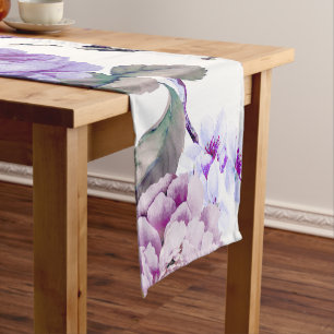 Elegante Girly violette lila lila Blumen Kurzer Tischläufer