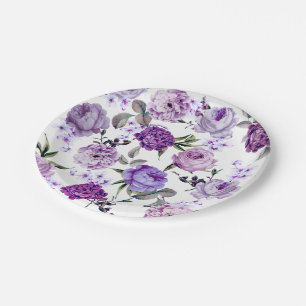 Elegante Girly violette lila lila Blumen Pappteller