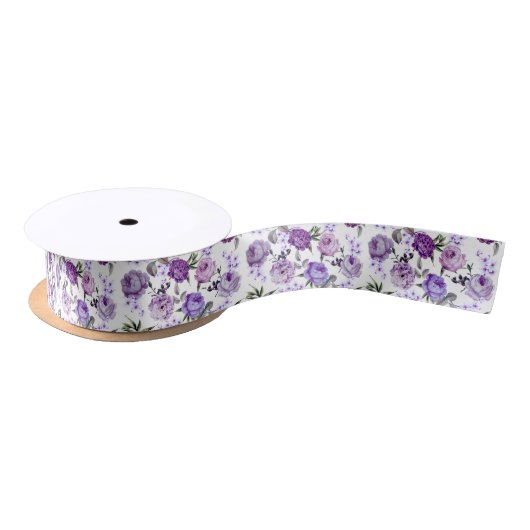 Elegante Girly violette lila lila Blumen Satinband (Spule)