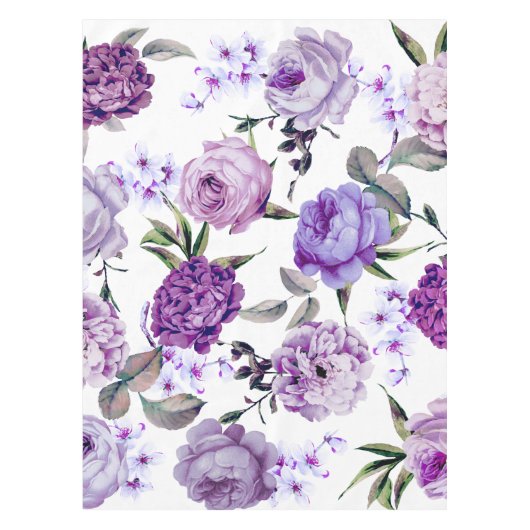 Elegante Girly violette lila lila Blumen Tischdecke (Vorderseite)