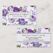 Elegante Girly violette lila lila Blumen Visitenkarte (Vorne/Hinten)