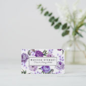 Elegante Girly violette lila lila Blumen Visitenkarte (Stehend Vorderseite)