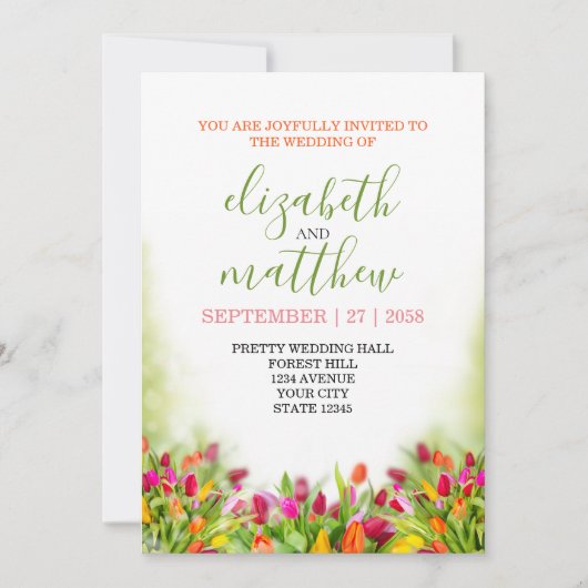 Elegante Girly Wedding Invitation Card Einladung (Vorderseite)