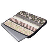 Elegante Girly weiße Spitze und rosa Rosen Laptopschutzhülle (Vorne Knopf)
