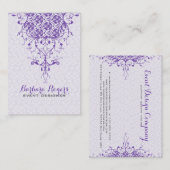Elegante Girly White & Lila Floral Lace Visitenkarte (Vorne/Hinten)