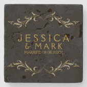 Elegante Girly Wirbel Blumenrahmen Steinuntersetzer (Vorderseite)