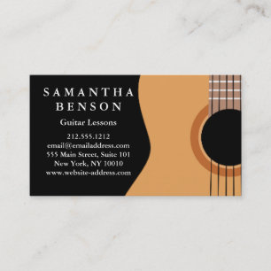 Elegante Gitarrenunterricht Schwarz-weiß Musikalis Visitenkarte