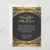 Elegante Glam Black and Gold Wedding Einladung (Rückseite)