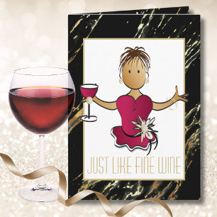 Elegante Glam Black Gold Wine Geburtstagskarte für Karte