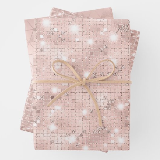 Elegante Glam Girly Blush Pink und Silver Geschenkpapier Set (Beispiel)