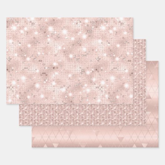 Elegante Glam Girly Blush Pink und Silver Geschenkpapier Set (Set)