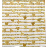 Elegante Glam Gold Hearts Gold Glitzer Duschvorhang (Vorderseite)