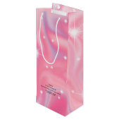 Elegante Glam Iridescent Holographic Wine Gift Bag Geschenktüte Für Weinflaschen (Rückseite Schrägansicht)