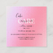 Elegante Glam Iridescent Sparkle Cake Care Squar Quadratische Visitenkarte (Rückseite)