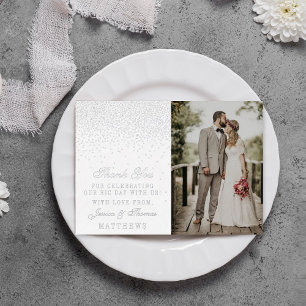 Elegante Glam Konfetti Hochzeitsfoto Danke Echt Folieneinladung