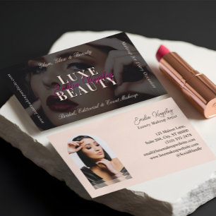Elegante Glam Luxe-Makeup-Beauty-Artist Schwarze P Visitenkarte