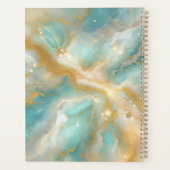 Elegante Glam Luxury Aquamarine Marble Gold Glitze Planer (Rückseite)