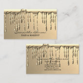 Elegante Glam Make-up Haare rot Gold Glitzer Tropf Visitenkarte (Vorne/Hinten)