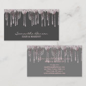 Elegante Glam Make-up Haare rot Gold Glitzer Tropf Visitenkarte (Vorne/Hinten)