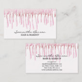 Elegante Glam Make-up Haare rot Rosa Glitzer Tropf Visitenkarte (Vorne/Hinten)