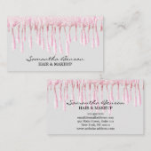 Elegante Glam Make-up Haare rot Rosa Glitzer Tropf Visitenkarte (Vorne/Hinten)