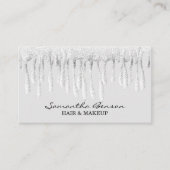 Elegante Glam Make-up Haare rot Silberne Glitzer T Visitenkarte (Vorderseite)