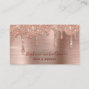 Elegante Glam Rose Gold Glitzer Tropfen Haarschmuc Visitenkarte