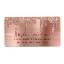Elegante Glam Rose Gold Glitzer Tropfen Rücksendea
