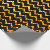 Elegante Glam Zickzack Gold Schwarzer Glitzer Spar Geschenkpapier (Ecke)
