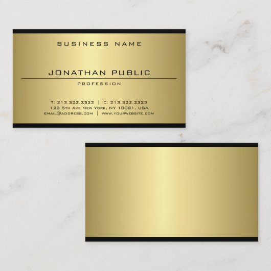 Elegante Glamour Imitate Gold Moderne, einfache Vo Visitenkarte (Vorne/Hinten)