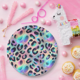 Elegante Glamour Opal Leoparden Druck Papier Telle Pappteller