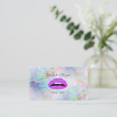 Elegante Glamour Trendy Glittery Lips Opal Visitenkarte (Stehend Vorderseite)