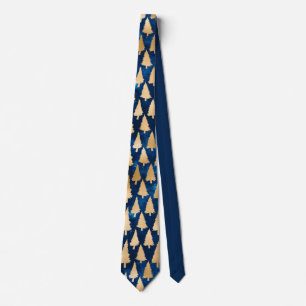 Elegante glänzende goldene Weihnachtsbäume Holiday Krawatte