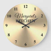 Elegante, glänzende Metallküchenuhr Große Wanduhr (Vorderseite)
