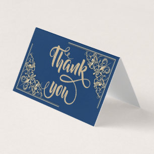 Elegante glänzende navyblaue Dankeskarten mit Gold Visitenkarten