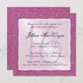 Elegante, glänzende Rosa Süße 16 Glitzer Einladung (Vorne/Hinten)