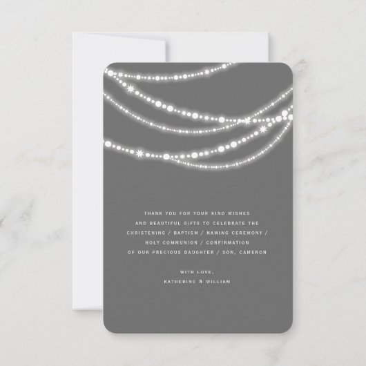 Elegante, glänzende Rosaienperlen und religiöse Kr Dankeskarte (Rückseite)