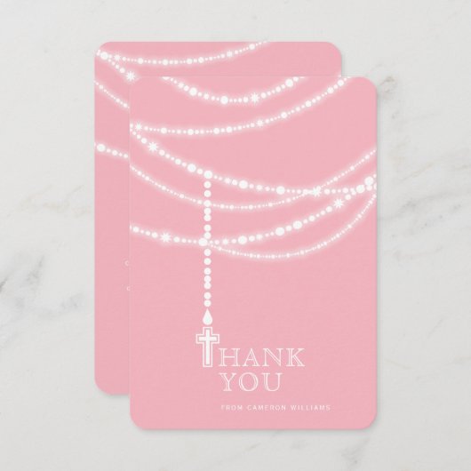 Elegante, glänzende Rosarden und religiöse Kreuzun Einladung (Vorne/Hinten)