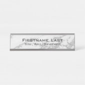 Elegante, glänzende weiße Marmortür oder Schreibtischnamensplakette (Vorderseite )