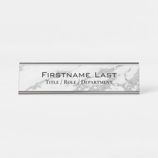 Elegante, glänzende weiße Marmortür oder Schreibtischnamensplakette (Vorderseite )